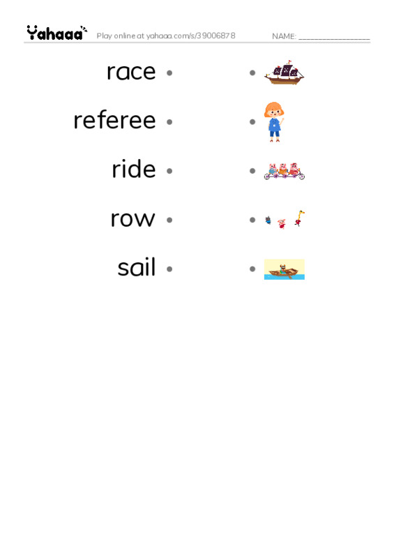 Common Nouns in English: sports 8 PDF link match words worksheet