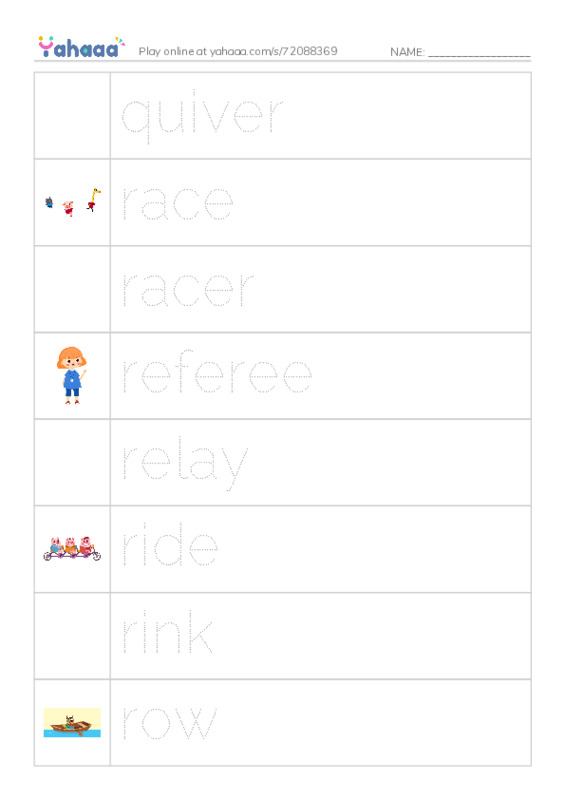 Common Nouns in English: sports 8 PDF one column image words