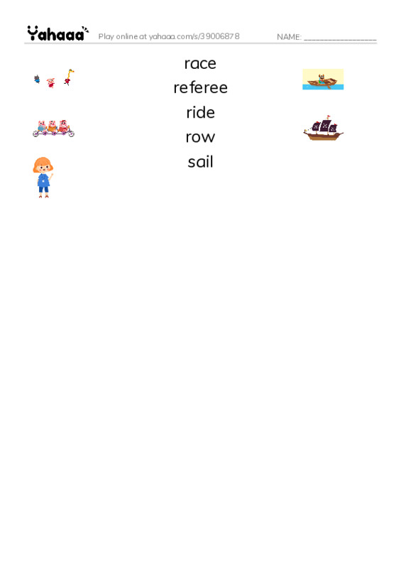 Common Nouns in English: sports 8 PDF three columns match words