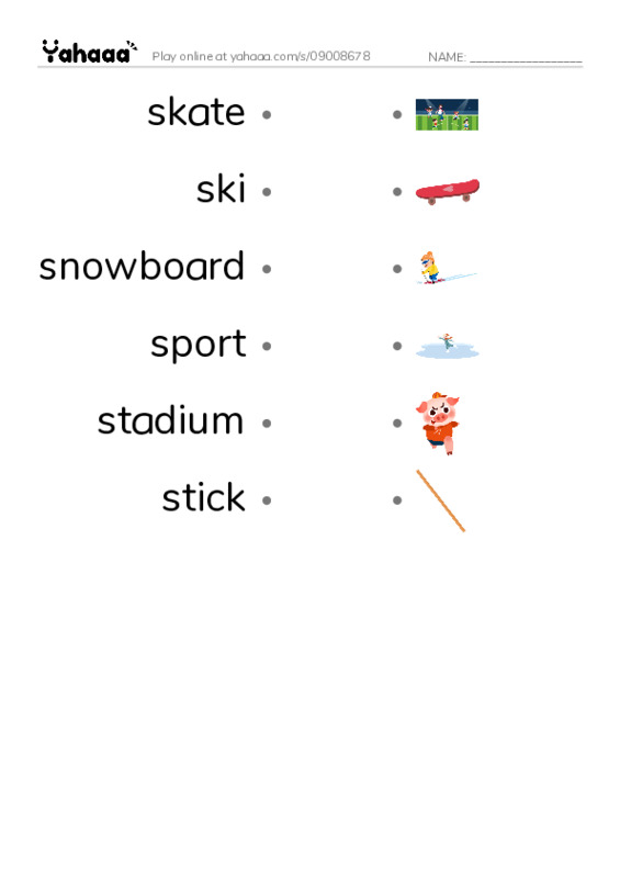 Free worksheet on Common Nouns in English: sports 9 - Link | Yahaaa!