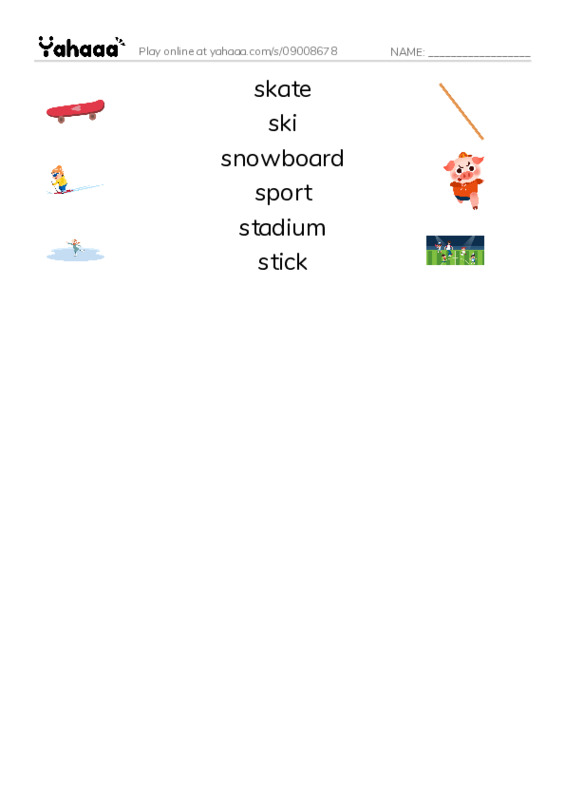 Common Nouns in English: sports 9 PDF three columns match words