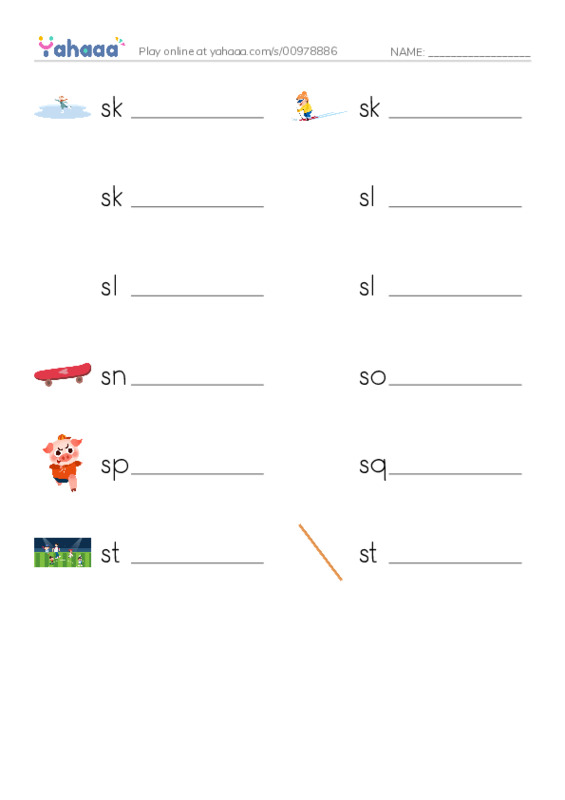 Common Nouns in English: sports 9 PDF worksheet writing row