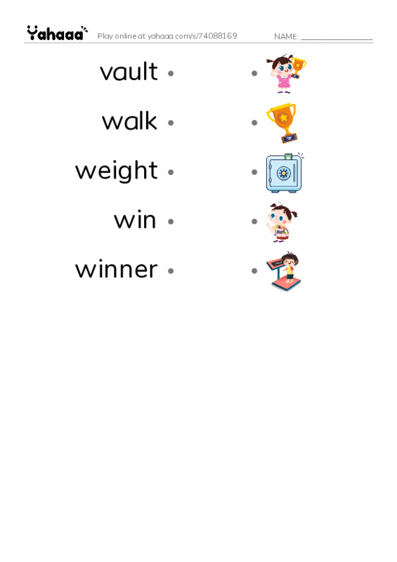 Common Nouns in English: sports 11 PDF link match words worksheet