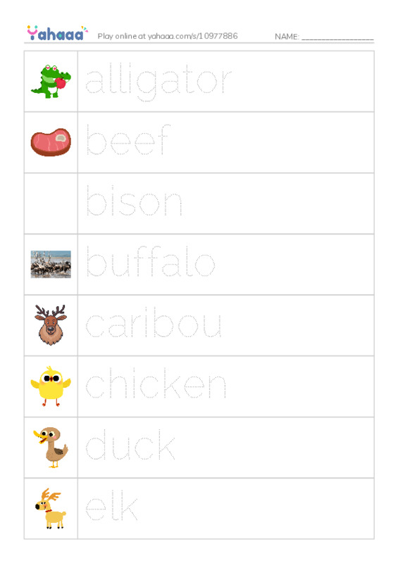 Common Nouns in English: meat 1 PDF one column image words