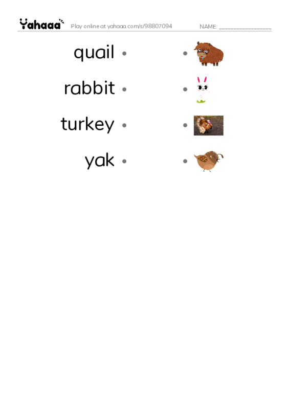 Common Nouns in English: meat 2 PDF link match words worksheet