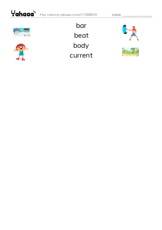 Common Nouns in English: physics 1 PDF three columns match words