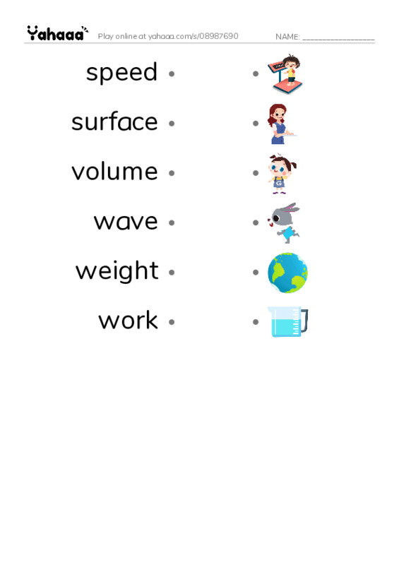 Common Nouns in English: physics 5 PDF link match words worksheet