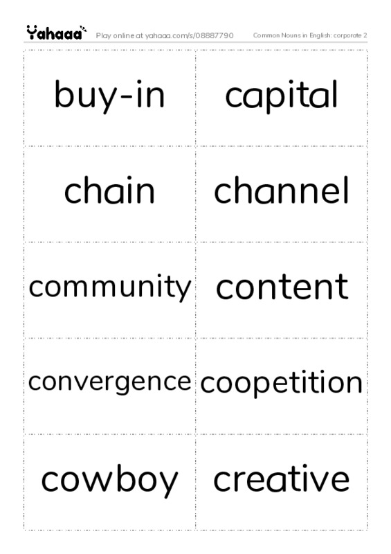 Common Nouns in English: corporate 2 PDF two columns flashcards