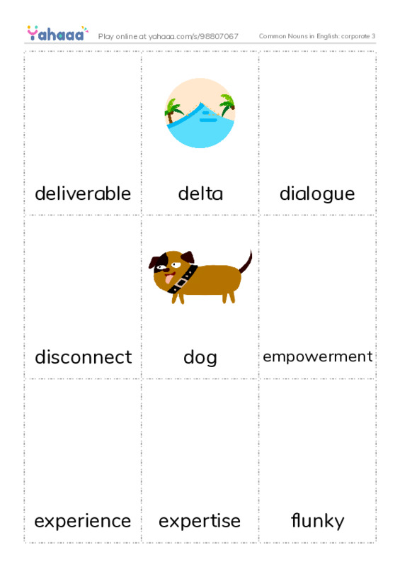 Common Nouns in English: corporate 3 PDF flaschards with images