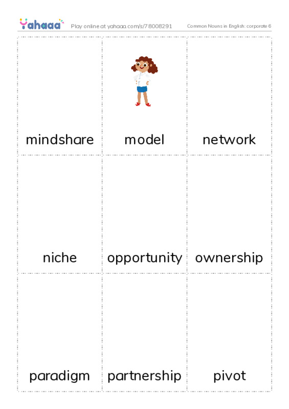 Common Nouns in English: corporate 6 PDF flaschards with images