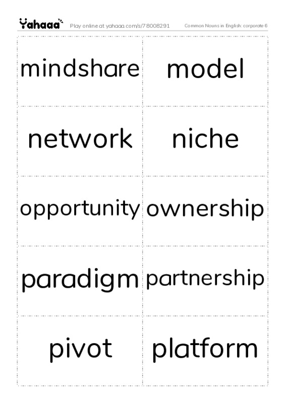 Common Nouns in English: corporate 6 PDF two columns flashcards