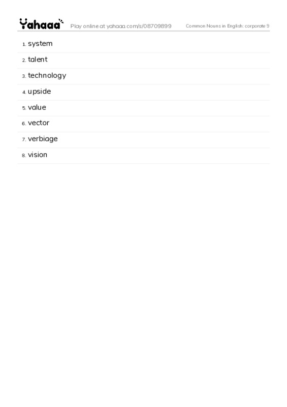 Common Nouns in English: corporate 9 PDF words glossary