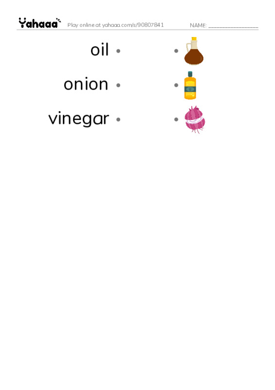 Common Nouns in English: condiments 2 PDF link match words worksheet