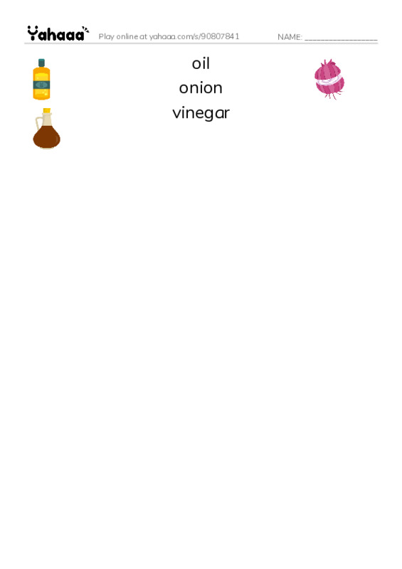 Common Nouns in English: condiments 2 PDF three columns match words