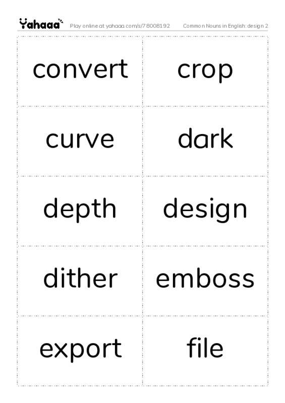 Common Nouns in English: design 2 PDF two columns flashcards