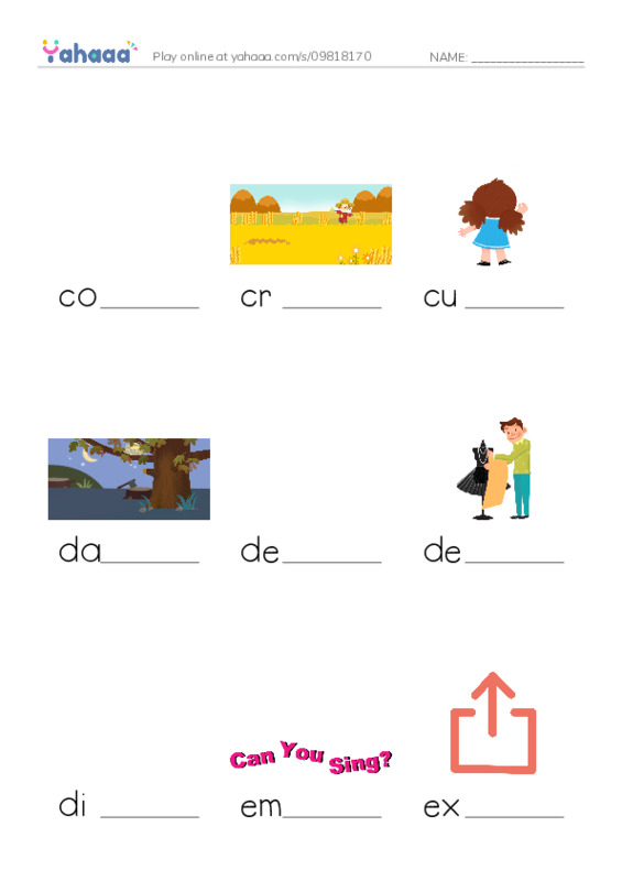 Common Nouns in English: design 2 PDF worksheet to fill in words gaps