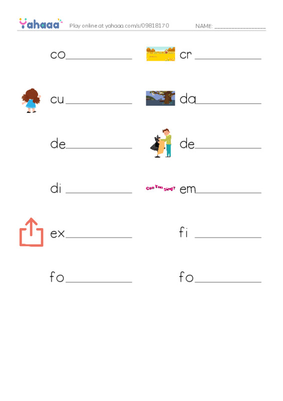 Common Nouns in English: design 2 PDF worksheet writing row