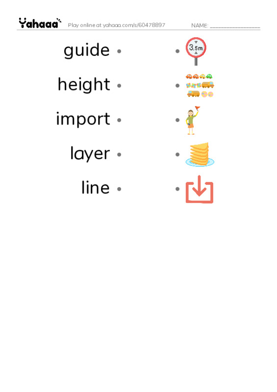 Common Nouns in English: design 3 PDF link match words worksheet