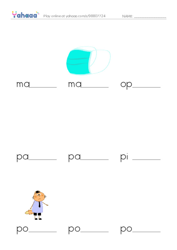 Common Nouns in English: design 4 PDF worksheet to fill in words gaps