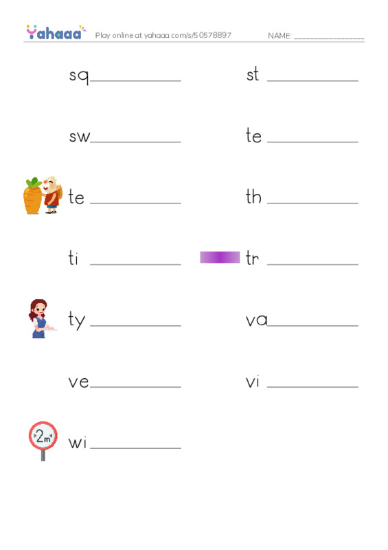 Common Nouns in English: design 6 PDF worksheet writing row