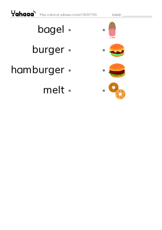 Common Nouns in English: fast food 1 PDF link match words worksheet
