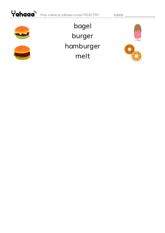 Common Nouns in English: fast food 1 PDF three columns match words