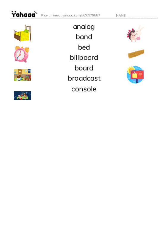 Common Nouns in English: radio 1 PDF three columns match words