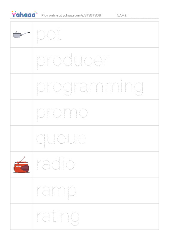 Common Nouns in English: radio 4 PDF one column image words