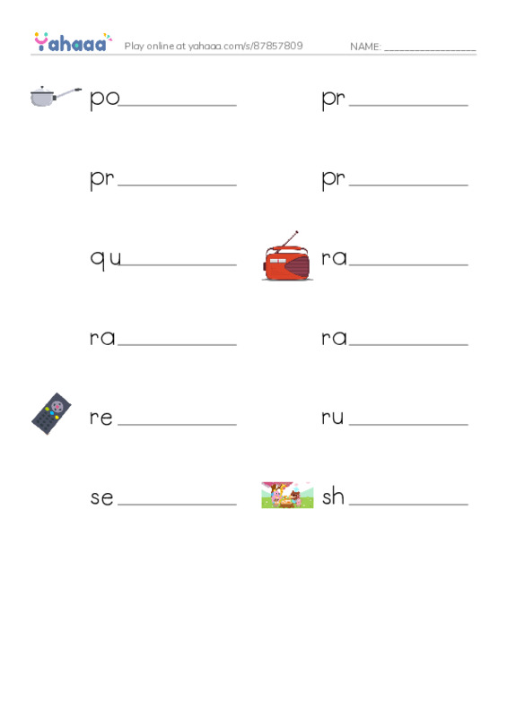Common Nouns in English: radio 4 PDF worksheet writing row