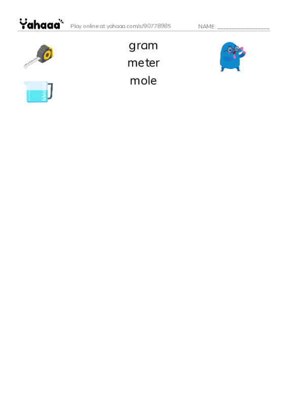 Common Nouns in English: physics units 1 PDF three columns match words