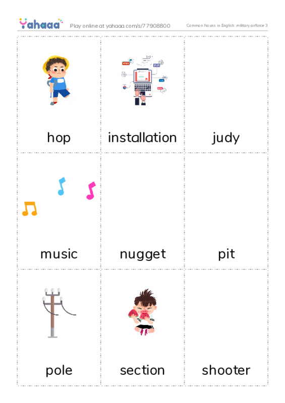 Common Nouns in English: military airforce 3 PDF flaschards with images