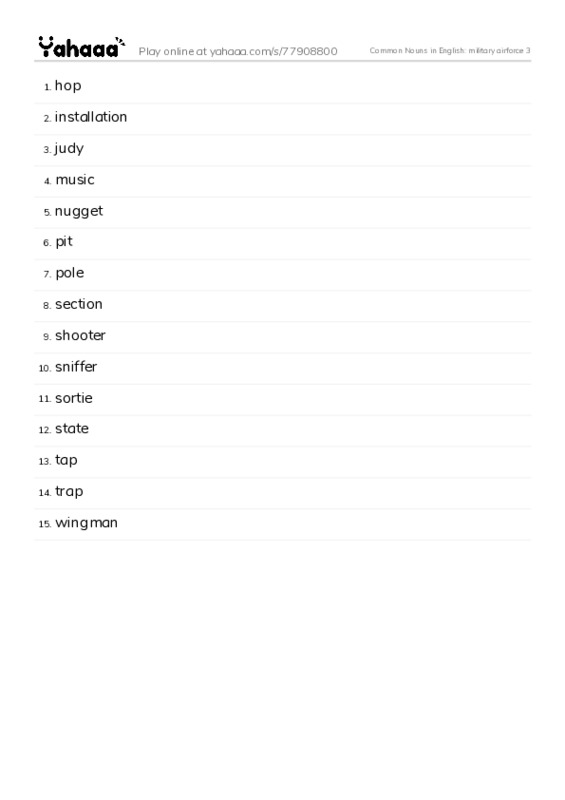 Common Nouns in English: military airforce 3 PDF words glossary