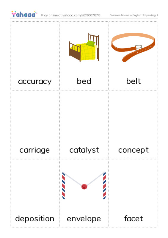 Common Nouns in English: 3d printing 1 PDF flaschards with images