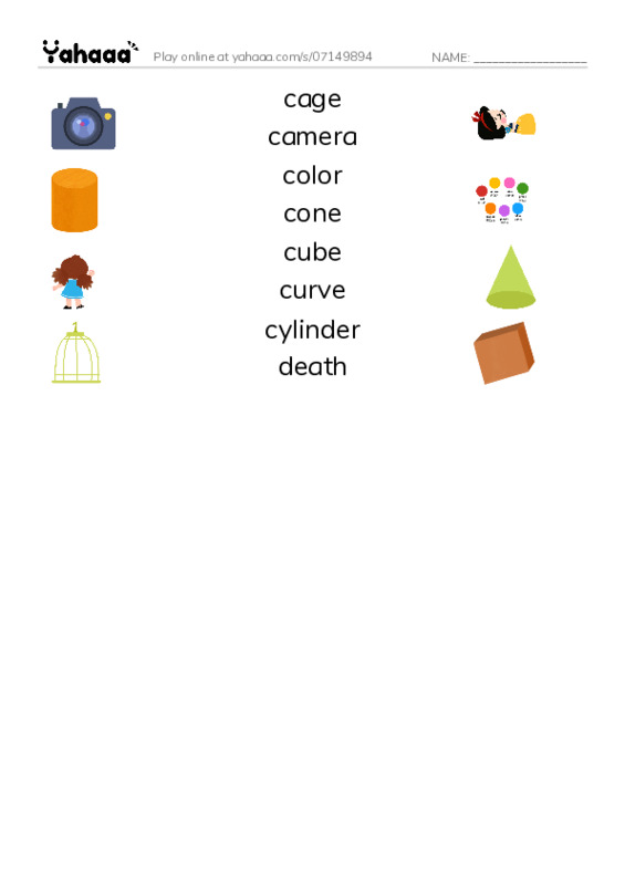 Common Nouns in English: 3d graphics 2 PDF three columns match words