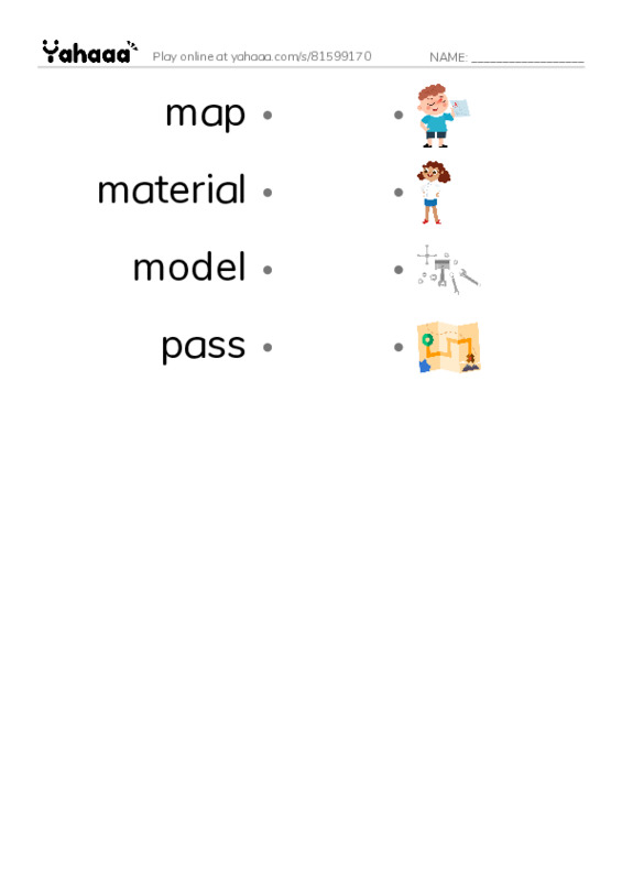 Common Nouns in English: 3d graphics 6 PDF link match words worksheet