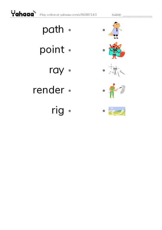 Common Nouns in English: 3d graphics 7 PDF link match words worksheet