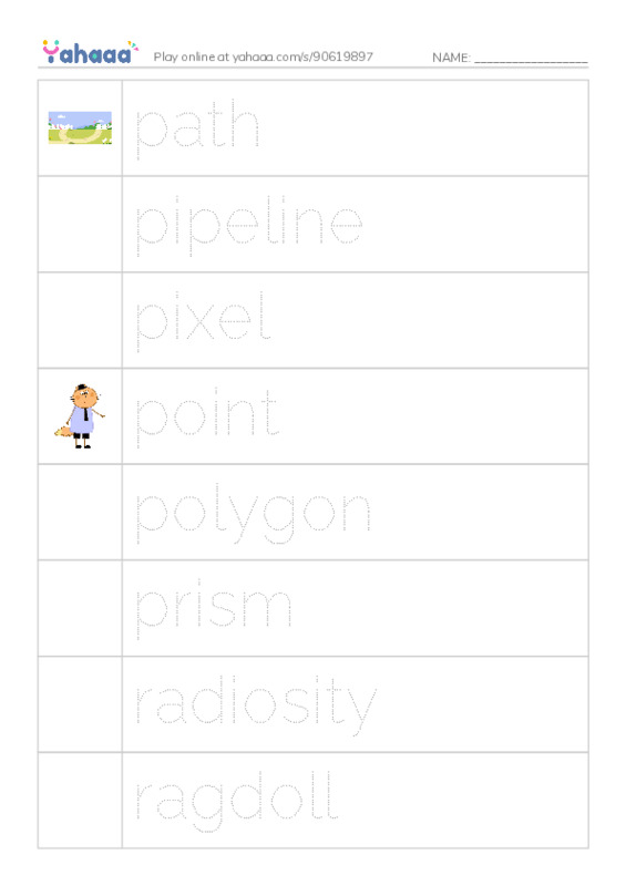 Common Nouns in English: 3d graphics 7 PDF one column image words