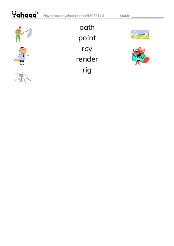 Common Nouns in English: 3d graphics 7 PDF three columns match words