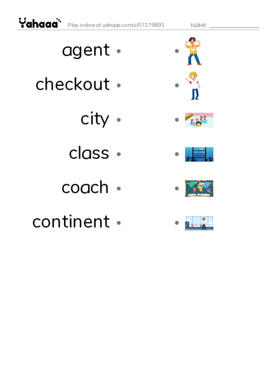 Common Nouns in English: travel 1 PDF link match words worksheet