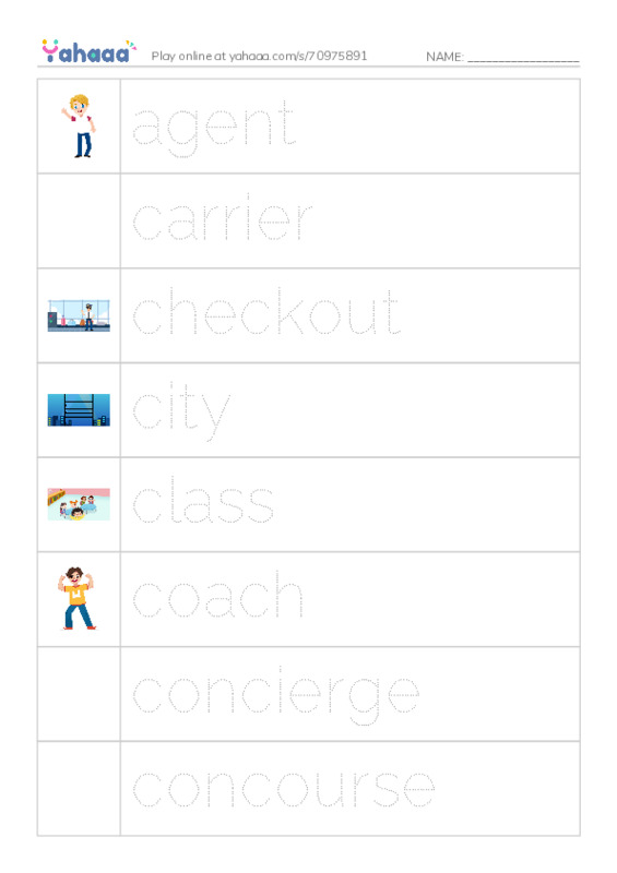 Common Nouns in English: travel 1 PDF one column image words