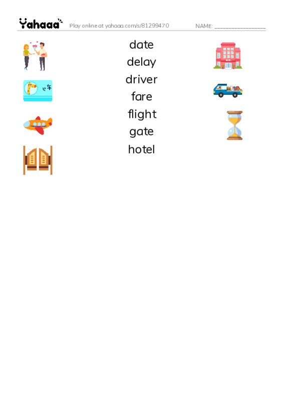 Common Nouns in English: travel 2 PDF three columns match words