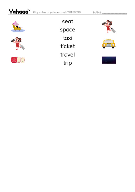 Common Nouns in English: travel 4 PDF three columns match words
