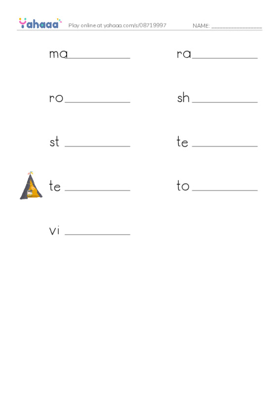 Common Nouns in English: houses 2 PDF worksheet writing row
