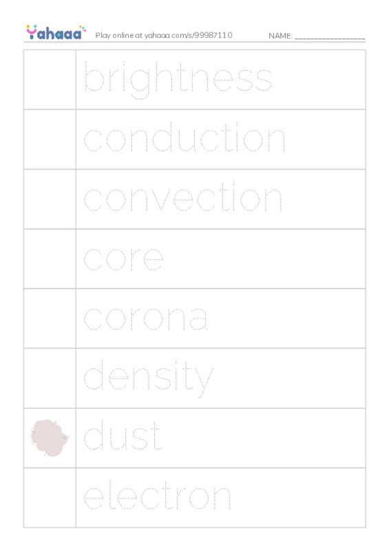 Common Nouns in English: astronomy 1 PDF one column image words