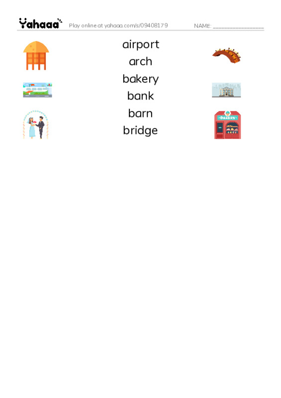 Common Nouns in English: buildings 1 PDF three columns match words