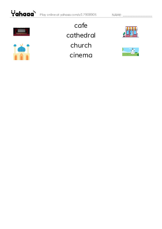 Common Nouns in English: buildings 2 PDF three columns match words