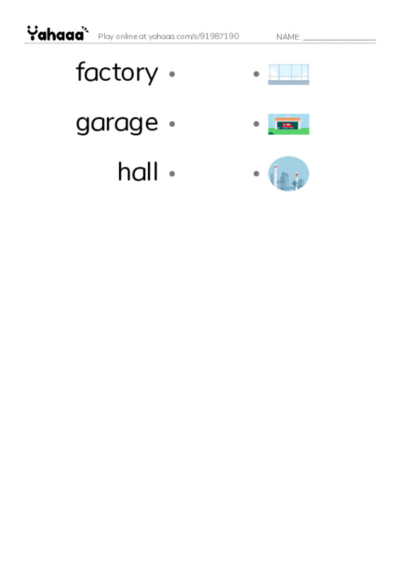 Common Nouns in English: buildings 3 PDF link match words worksheet