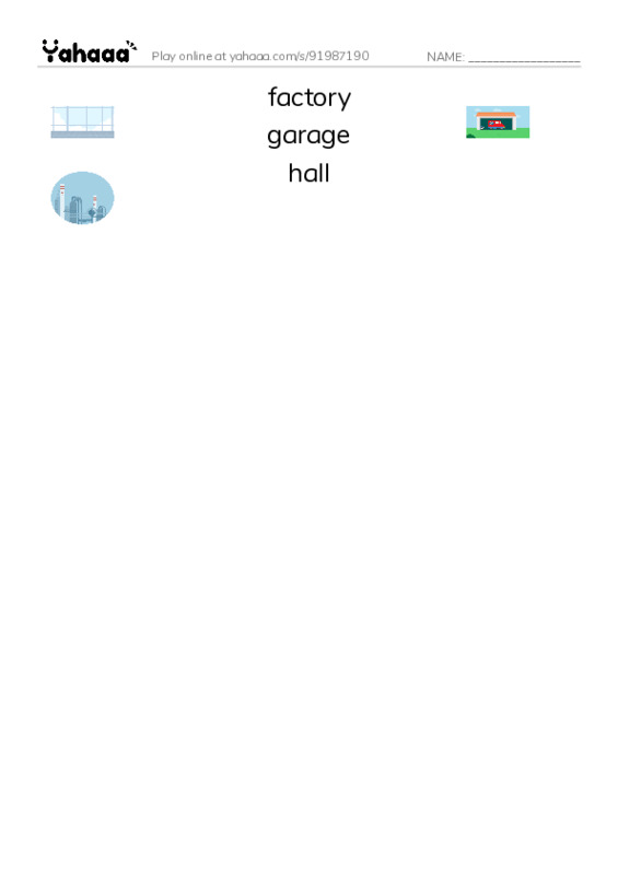 Common Nouns in English: buildings 3 PDF three columns match words