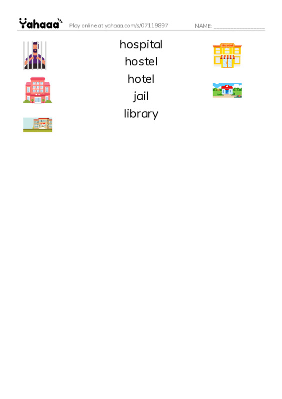 Common Nouns in English: buildings 4 PDF three columns match words
