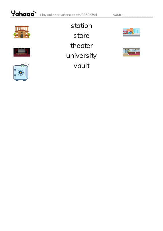 Common Nouns in English: buildings 7 PDF three columns match words